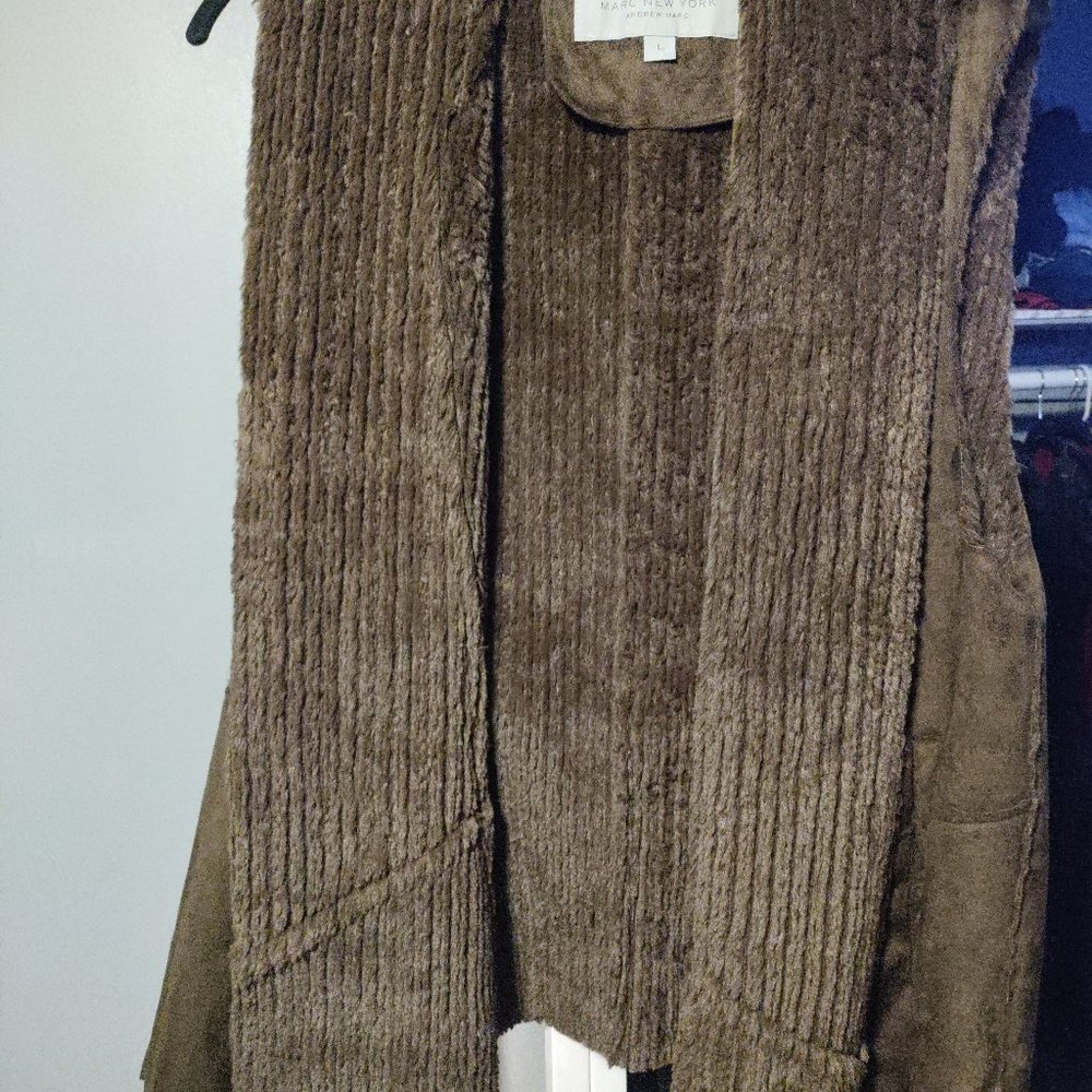 Ladies chocolate brown velour vest.